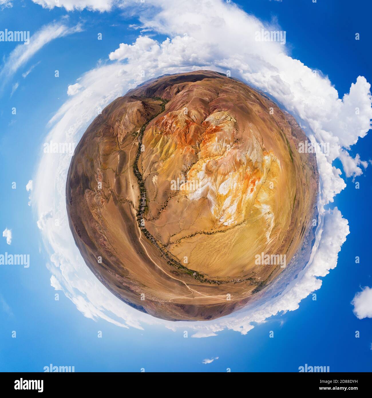 Little planet transformation of spherical panorama 360 degrees of Altai ...