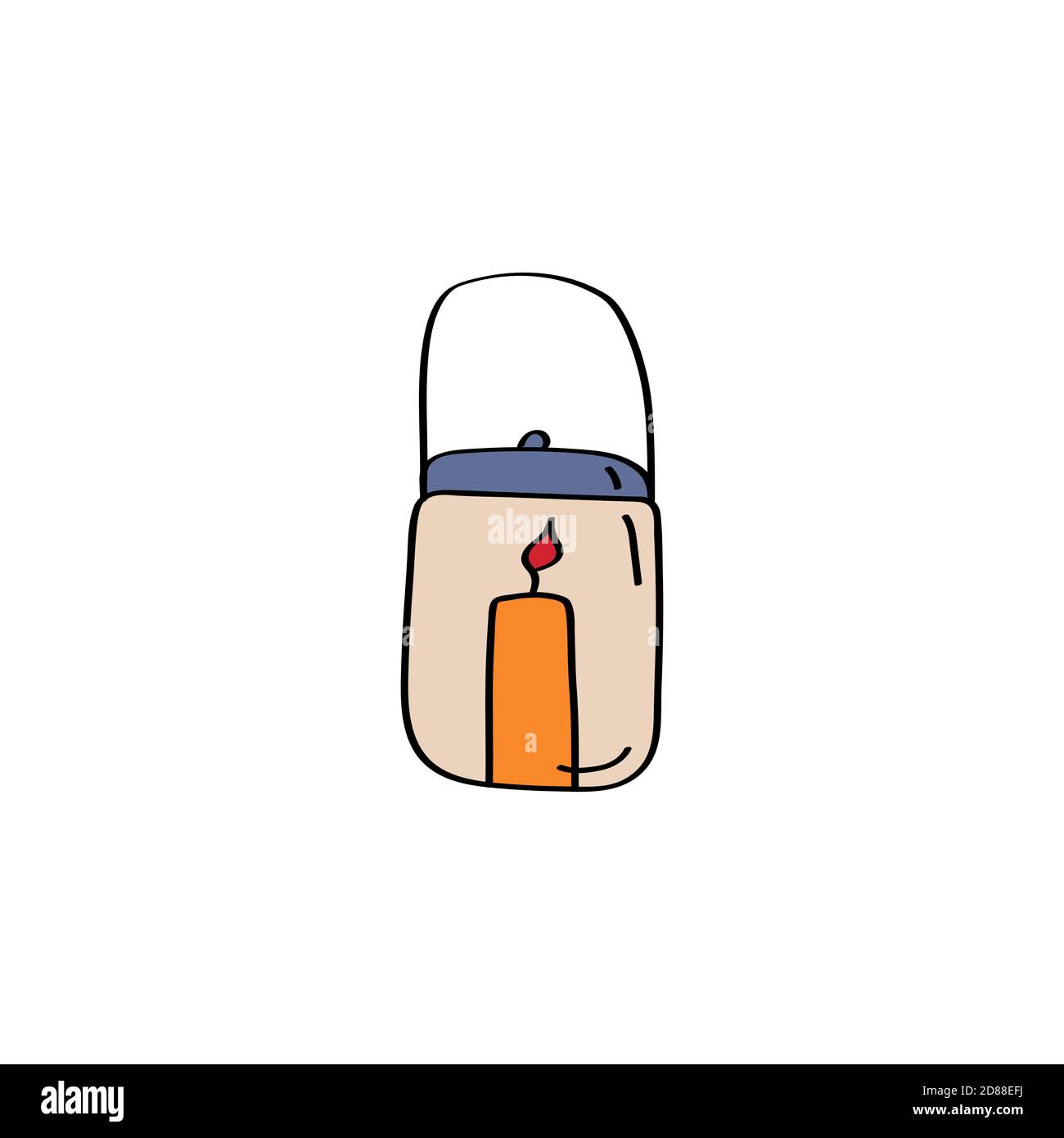 Candle in holder. Candlestick sign. Doodle vector icon Stock Vector