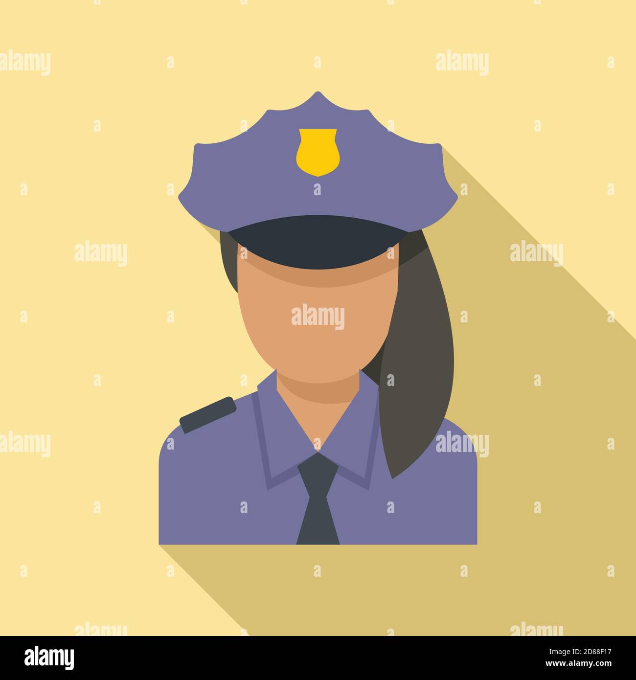 Police woman border icon, flat style Stock Vector