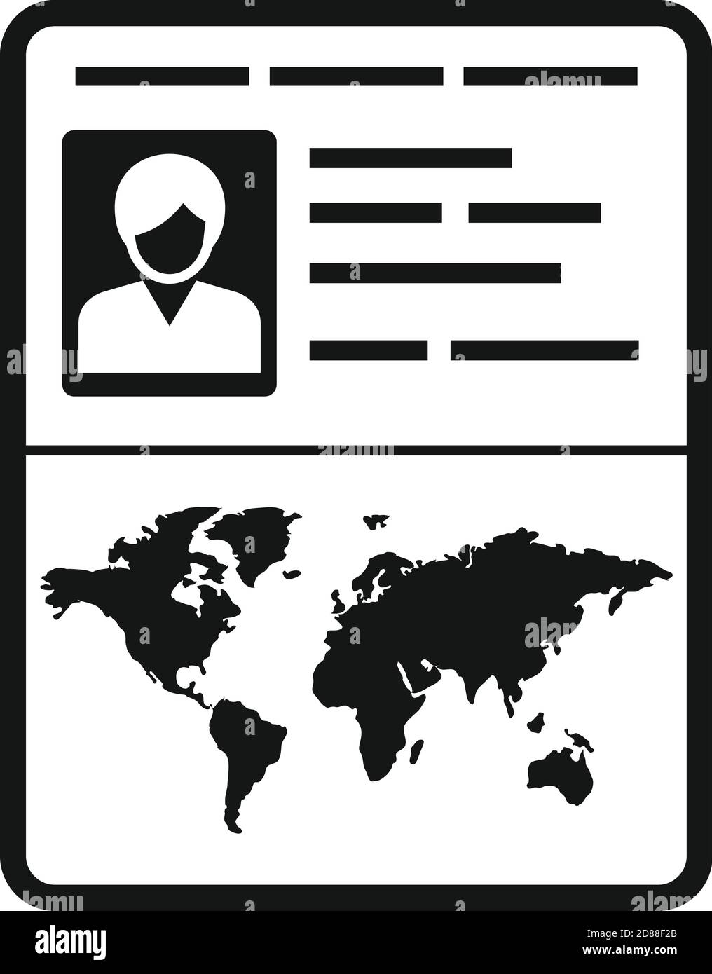 Open passport control icon, simple style Stock Vector