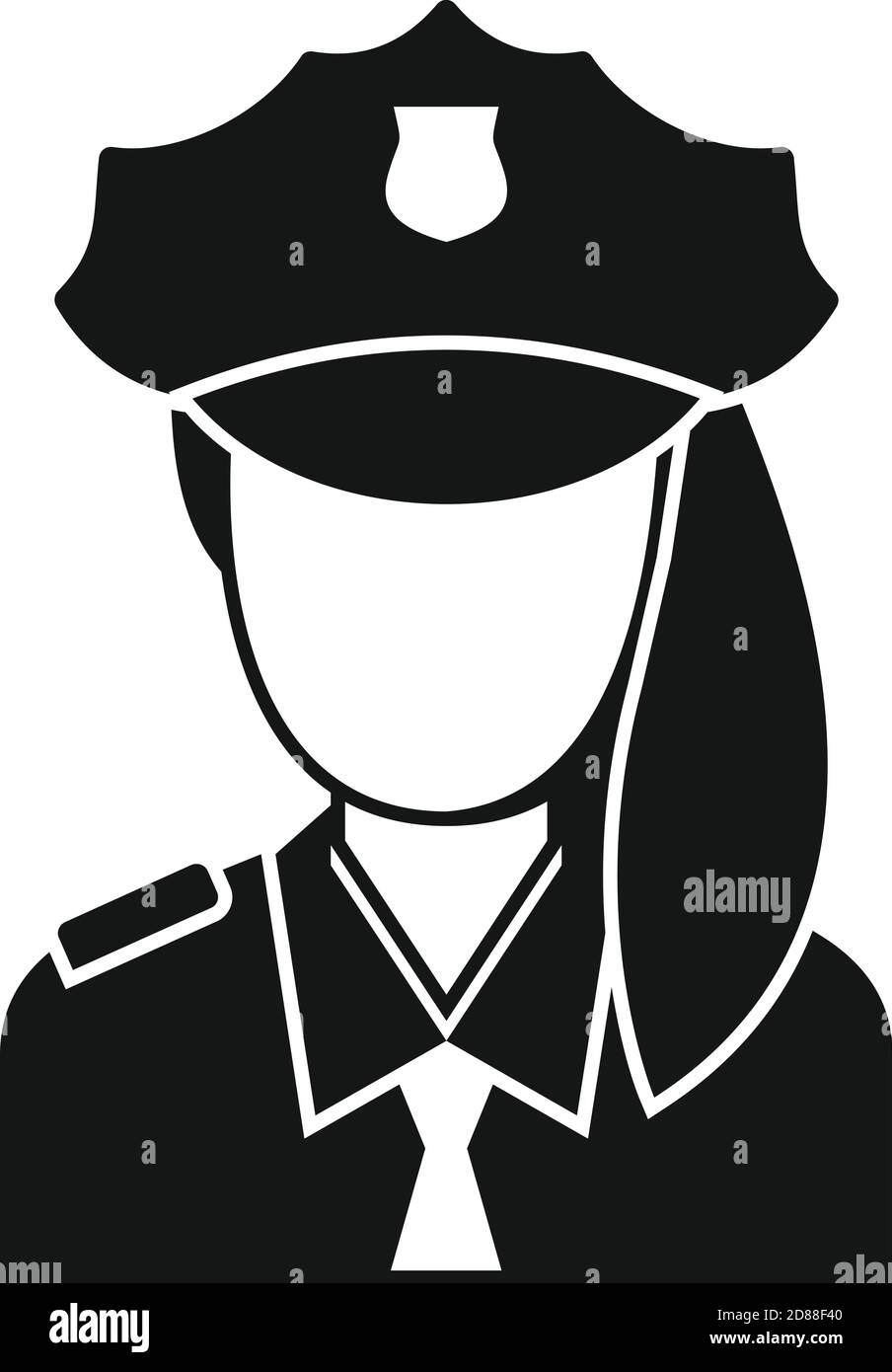 Police woman border icon, simple style Stock Vector
