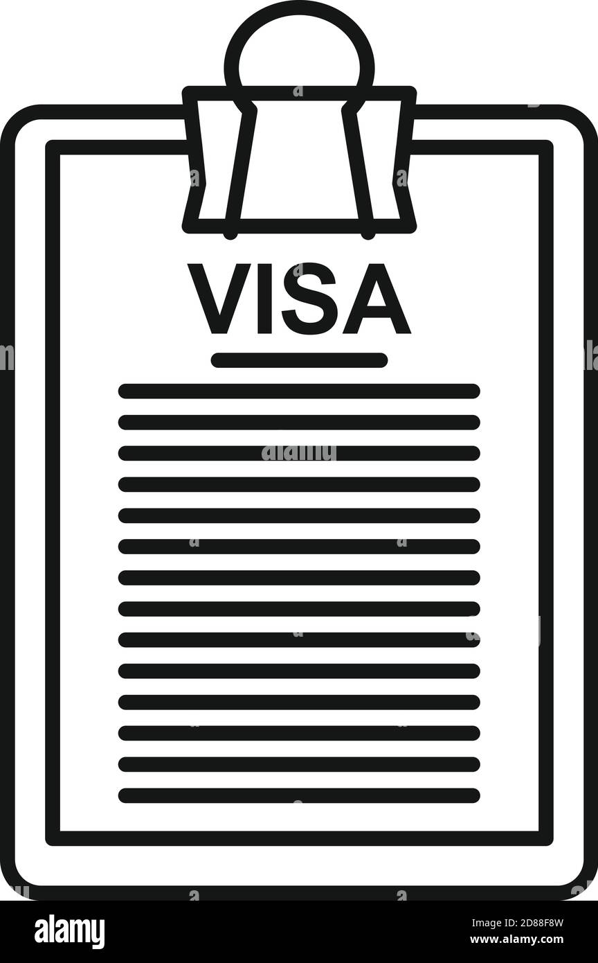 Visa control icon, outline style Stock Vector