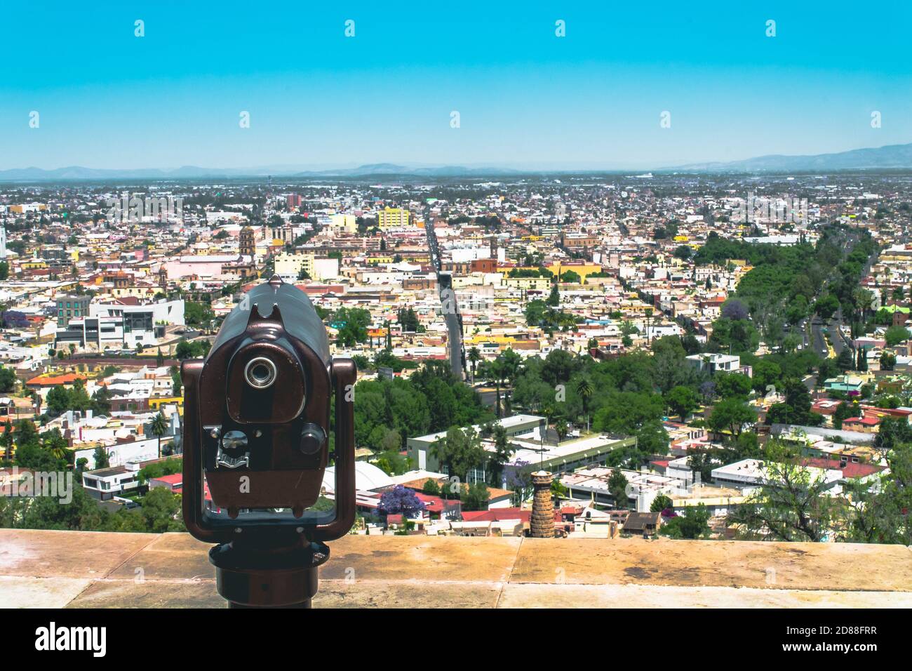 Viewpoint on the Los Remedios Hill overlooking the city of Durango. Stock Photo