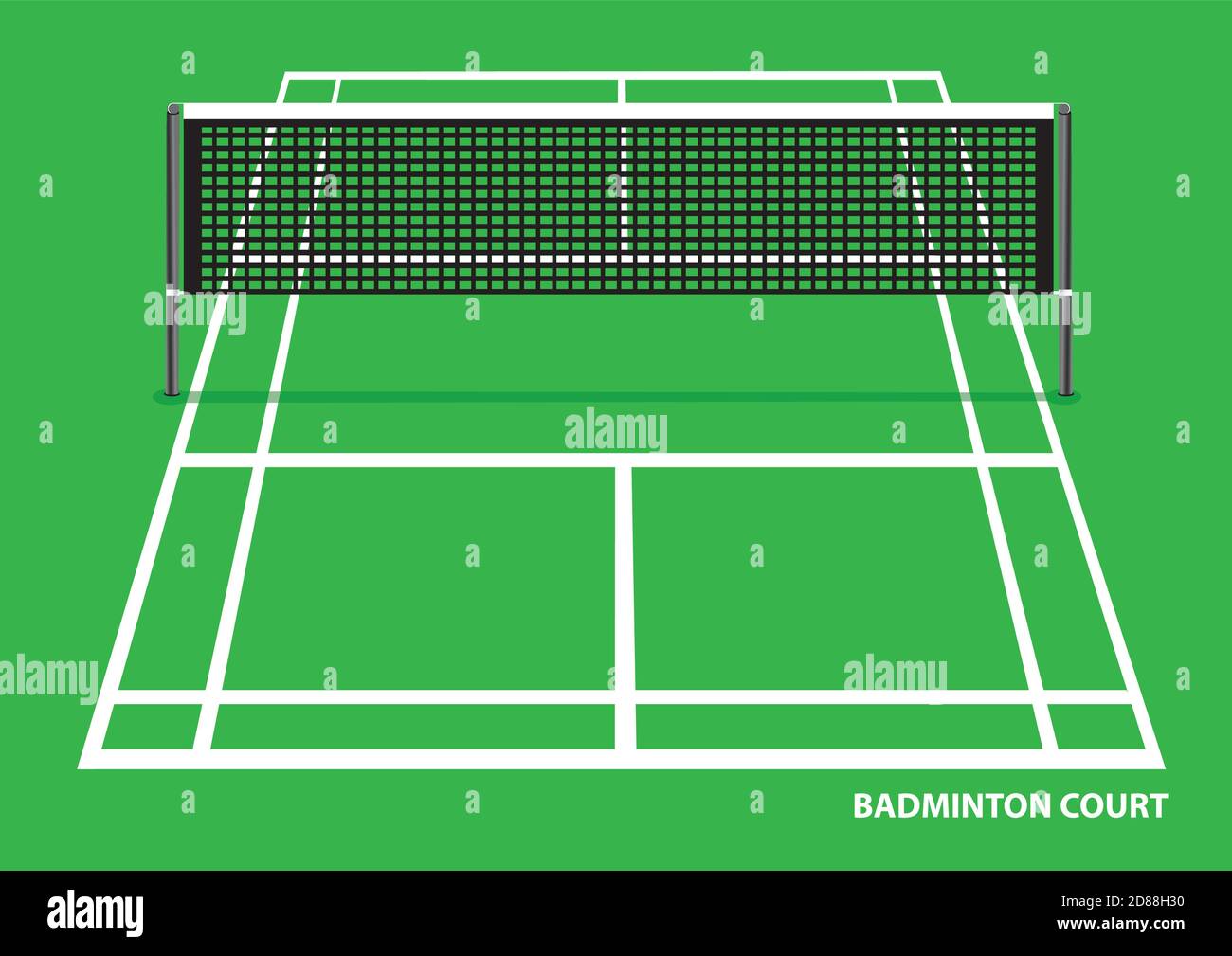 Vector illustration of an empty badminton court with net in the middle