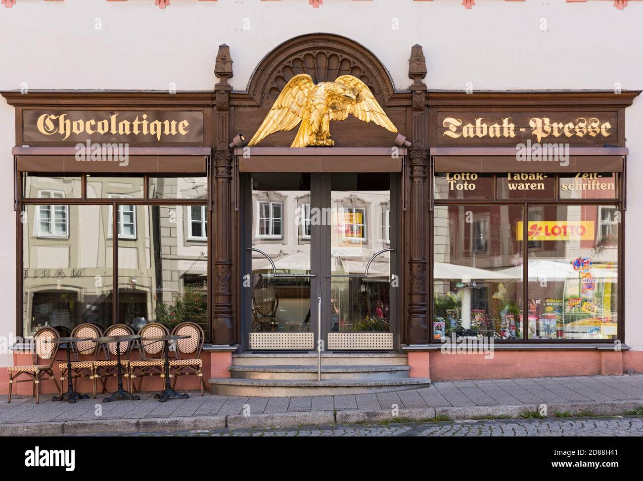 Eichstätt, Marktplatz, Chocolatique, Geschäft, Fassade, Eingang, Detail Stock Photo