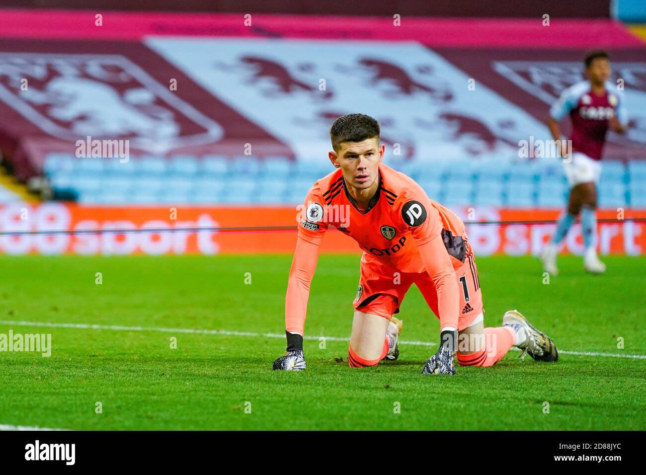 Leeds United goalkeeper Illan Meslier during the English championship Premier League football match between Aston Villa and Leeds United on October  C Stock Photo