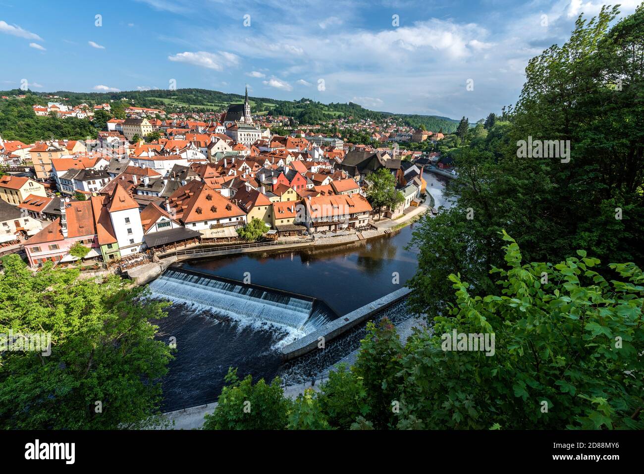 Ceskykrumlov,Czech Republic and Viltva river -a panoramic view from top Stock Photo
