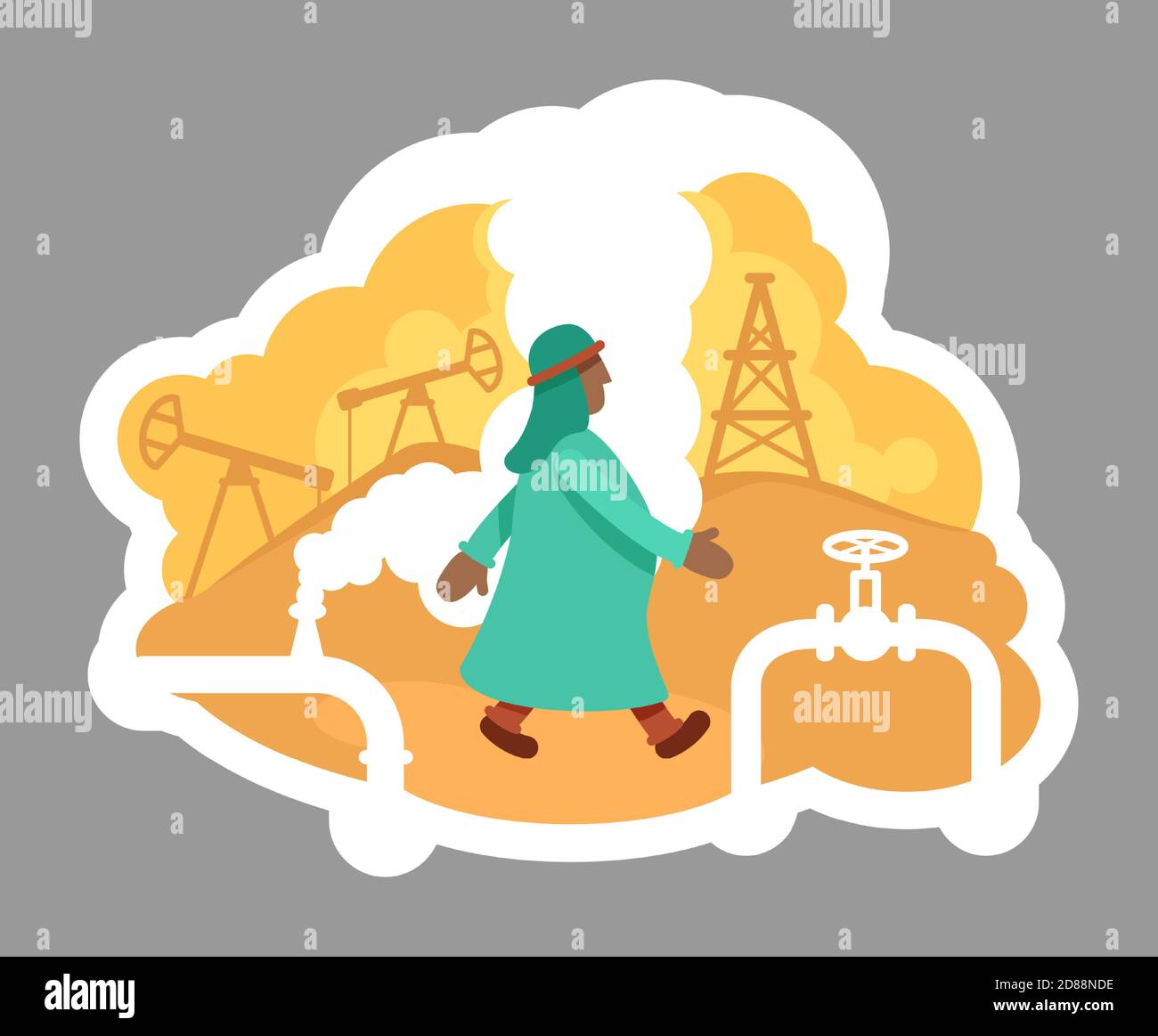 Oil driller 2D vector web banner, poster Stock Vector