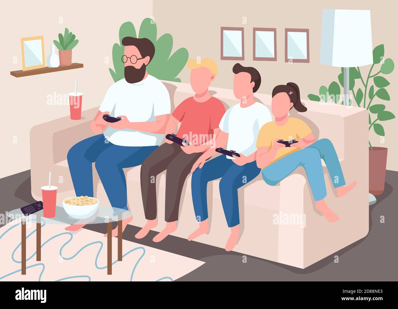 Family bonding flat color vector illustration Stock Vector