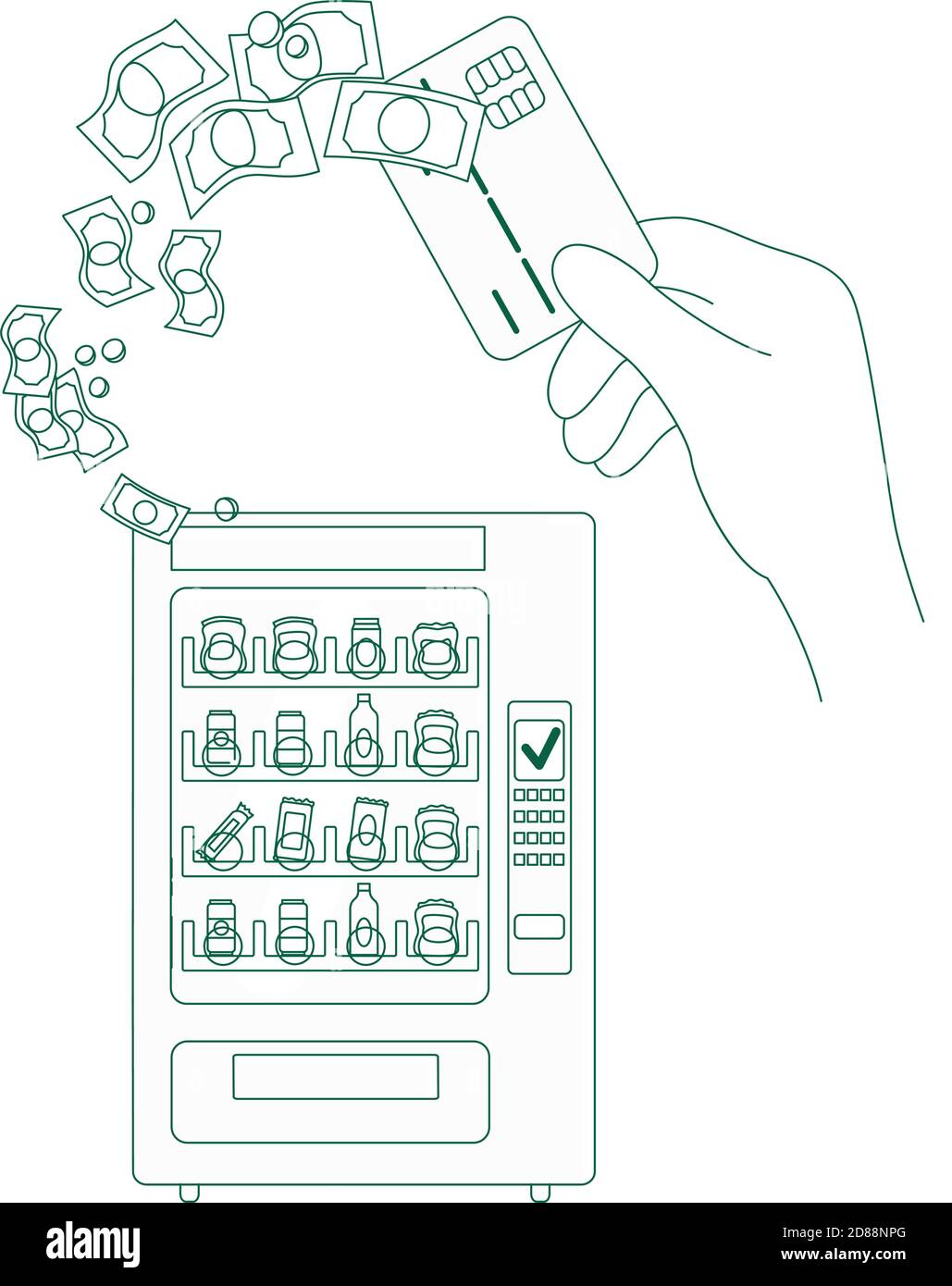 Electronic micropayment, cashless operation thin line concept vector ...