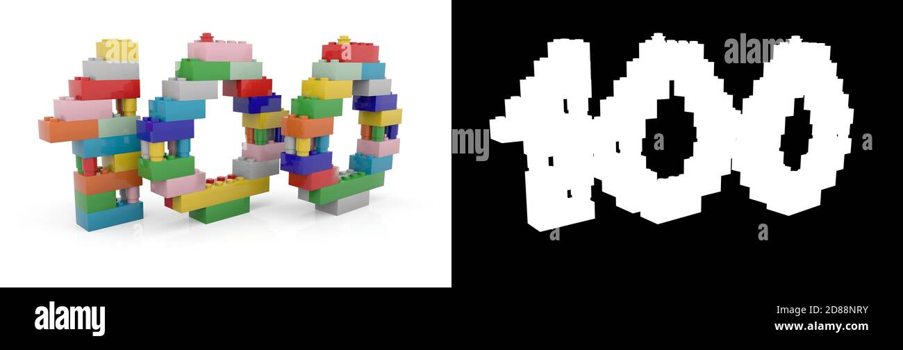 Colorful toy plastic number one hundred (number 100) from building ...