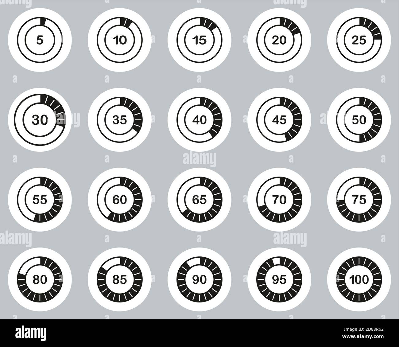 Loading Or Percentage Icons Black & White Flat Design Circle Set 02 Big ...