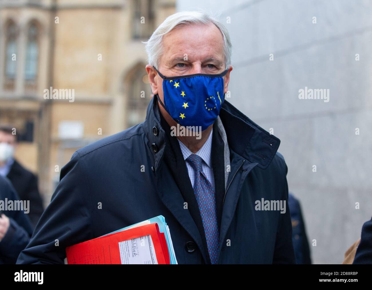 London, UK. 28th Oct, 2020. EU Chief negotiator, Michel Barnier, leaves his hotel to continue EU negotiations with David Frost. Credit: Mark Thomas/Alamy Live News Stock Photo