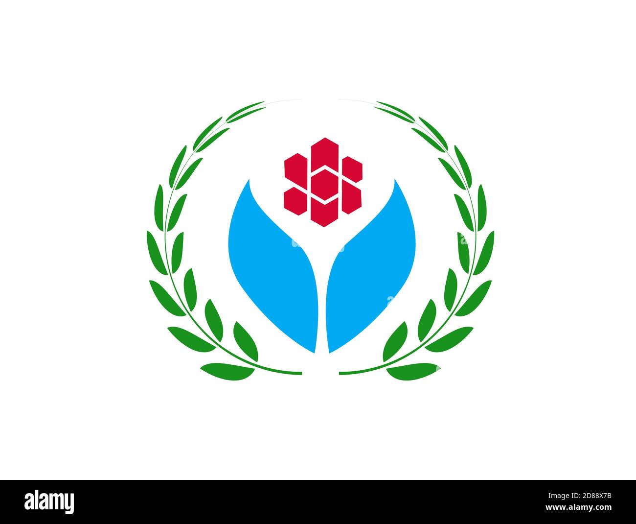 Flower Icon with green wreath and red flower. Minimal Logo Design ...