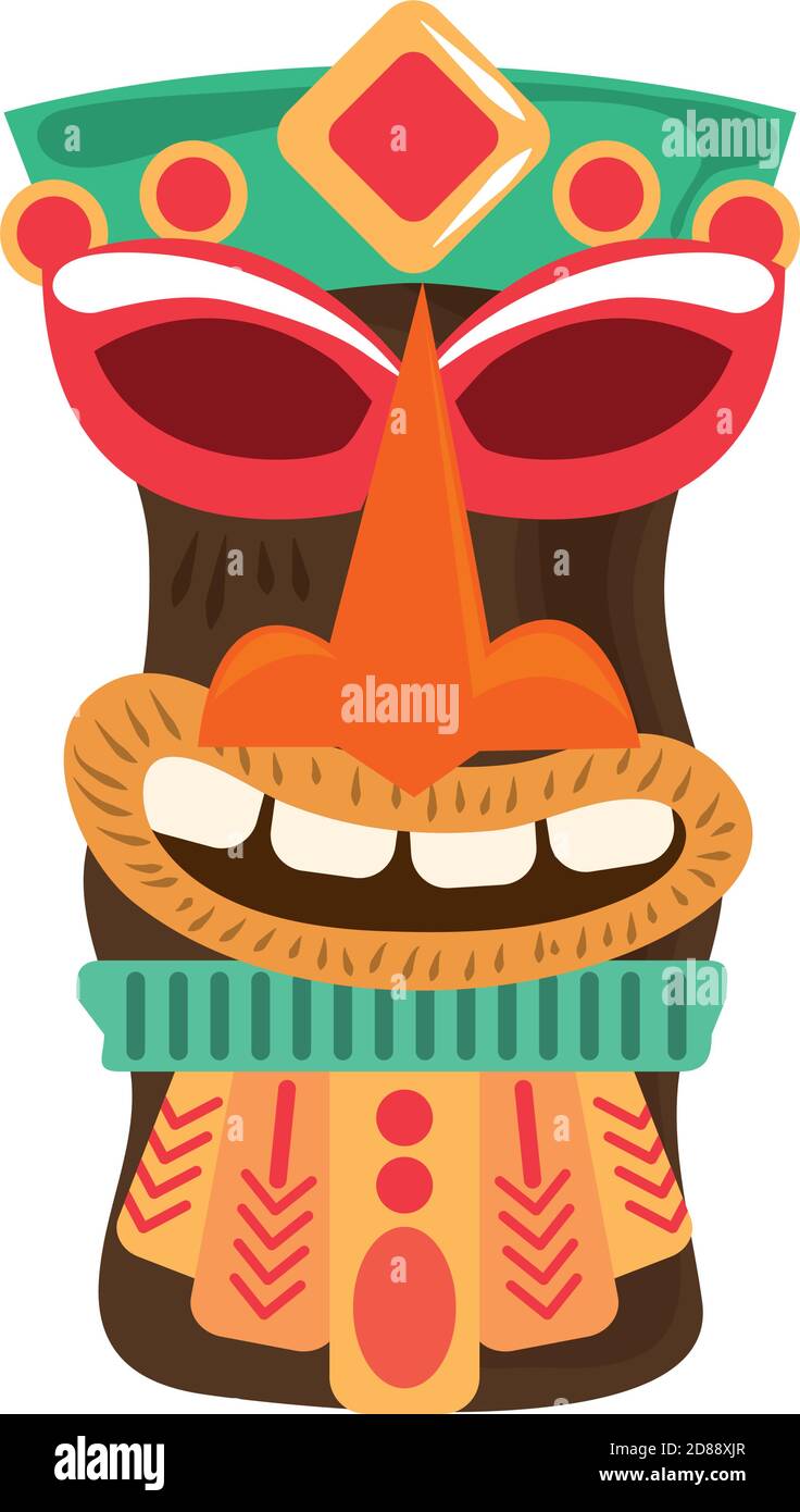 tiki tribal wooden statue isolated on white background vector ...