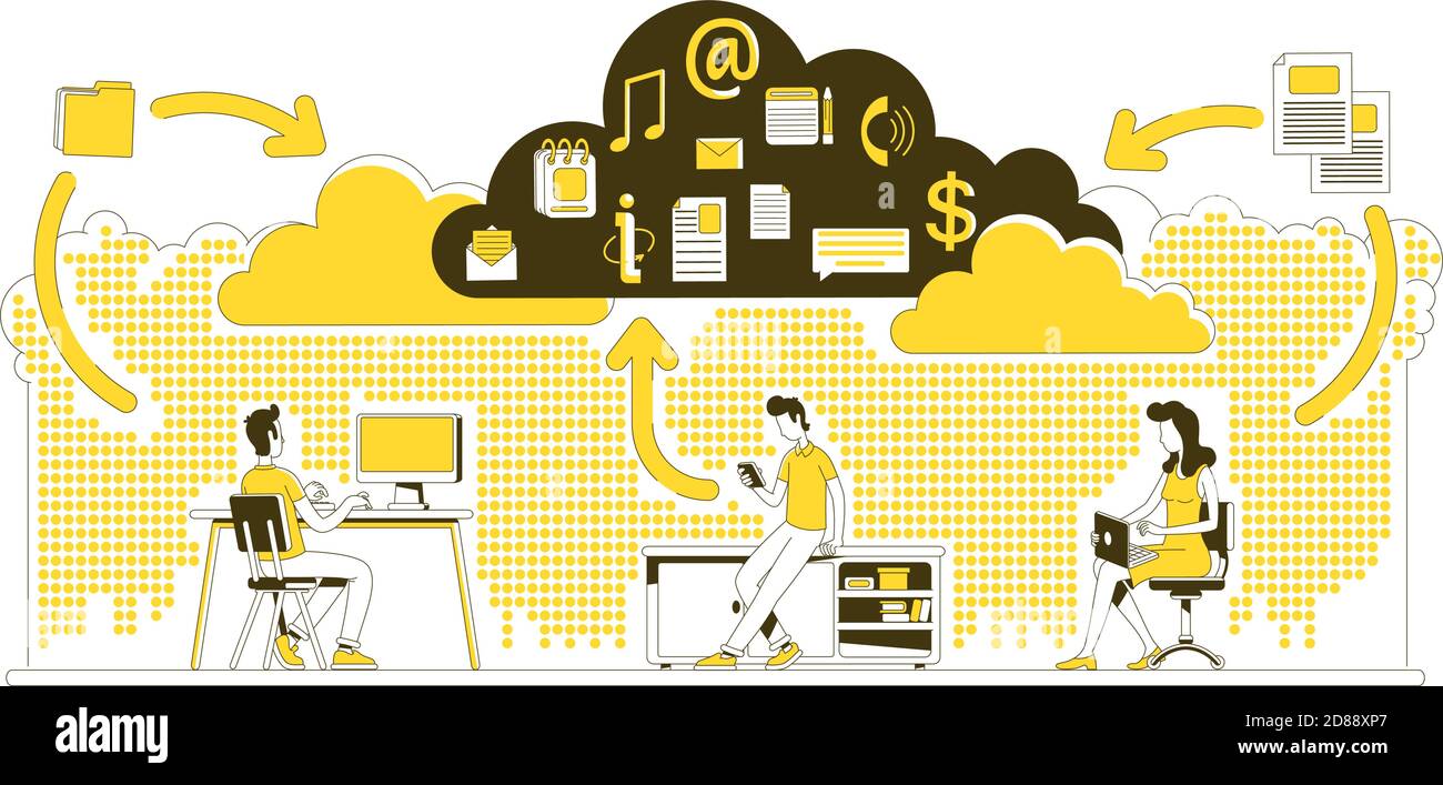 Cloud technology thin line concept vector illustration Stock Vector