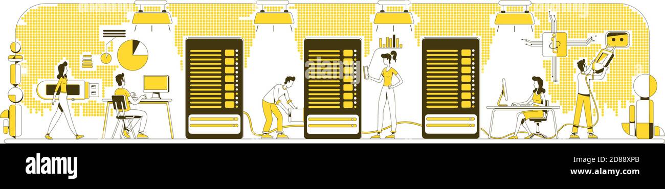 Enterprise storage system thin line concept vector illustration Stock ...