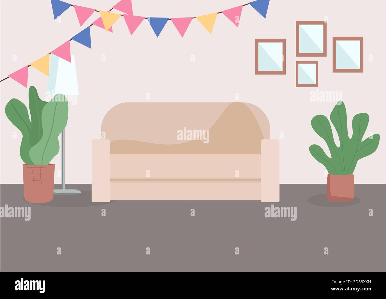 Decorated living room flat color vector illustration Stock Vector Image ...
