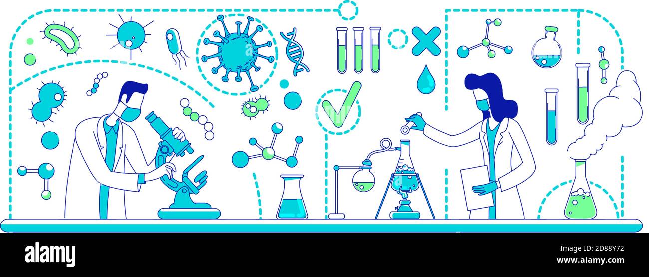 Medical experiment thin line concept vector illustration Stock Vector