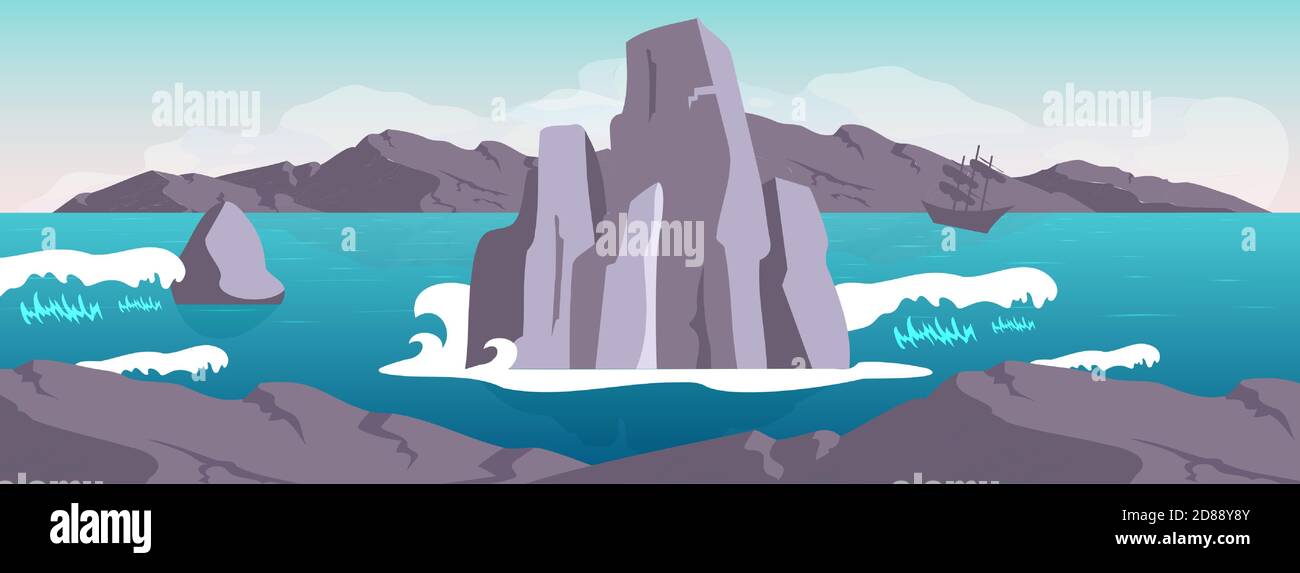 Seascape flat color vector illustration Stock Vector Image & Art - Alamy