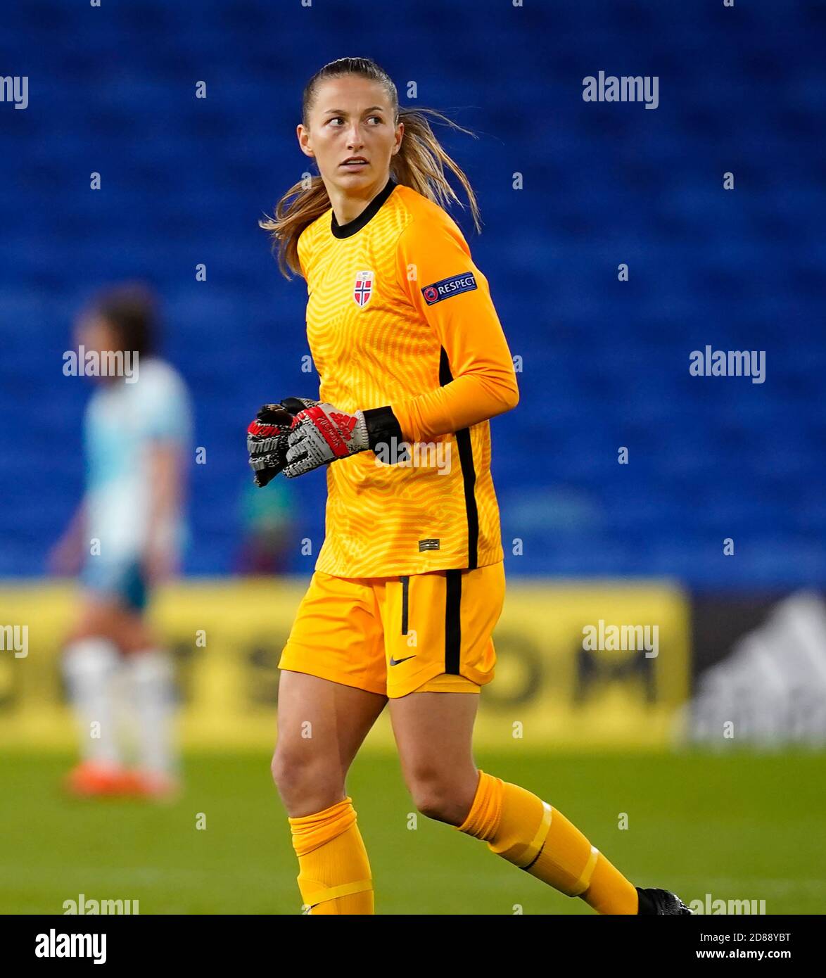 Cardiff, UK. 27th Oct, 2020. Cecille Fiskerstrand Norway's goalkeeper seen in action during the Wales v Norway UEFA Women's EURO 2022 Qualifying Round at Cardiff Stadium.( final score; Norway 1:0 Wales ) Credit: SOPA Images Limited/Alamy Live News Stock Photo