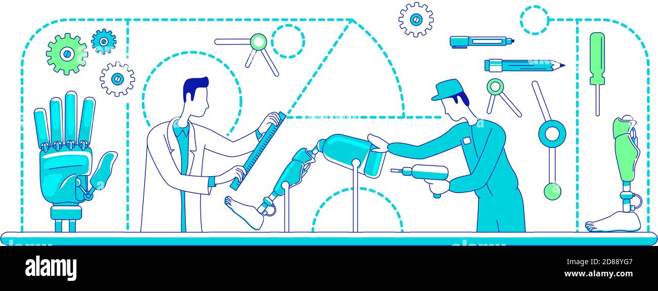 Medical prosthetics thin line concept vector illustration Stock Vector