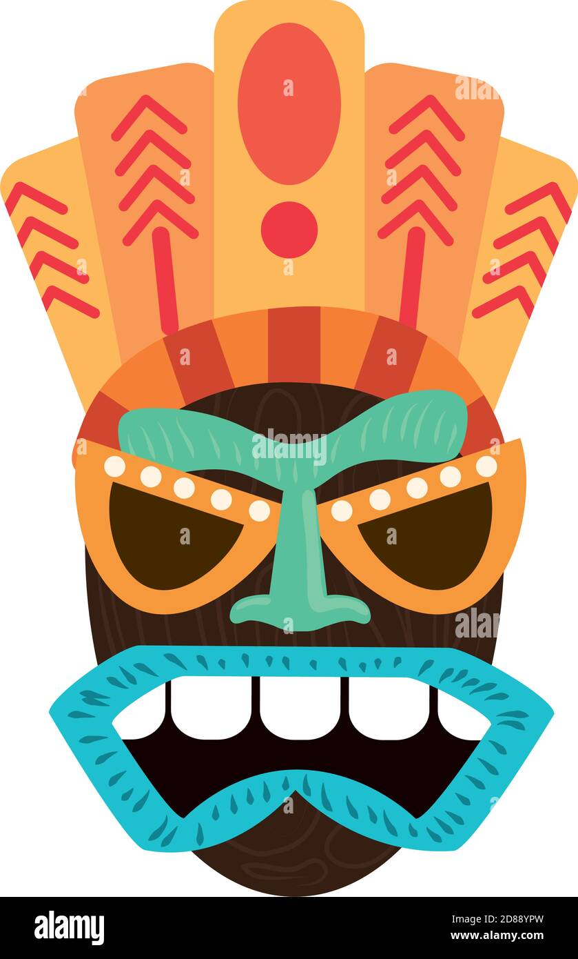 tiki wooden mask primitive ancient isolated on white background vector  illustration Stock Vector Image \u0026 Art - Alamy, image size:839x1390