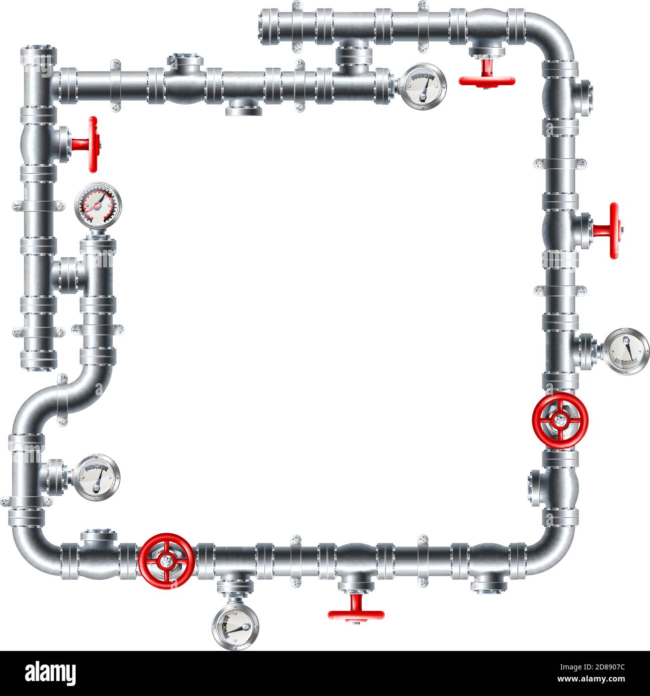 Pipe Frame Pipework Border Design Stock Vector