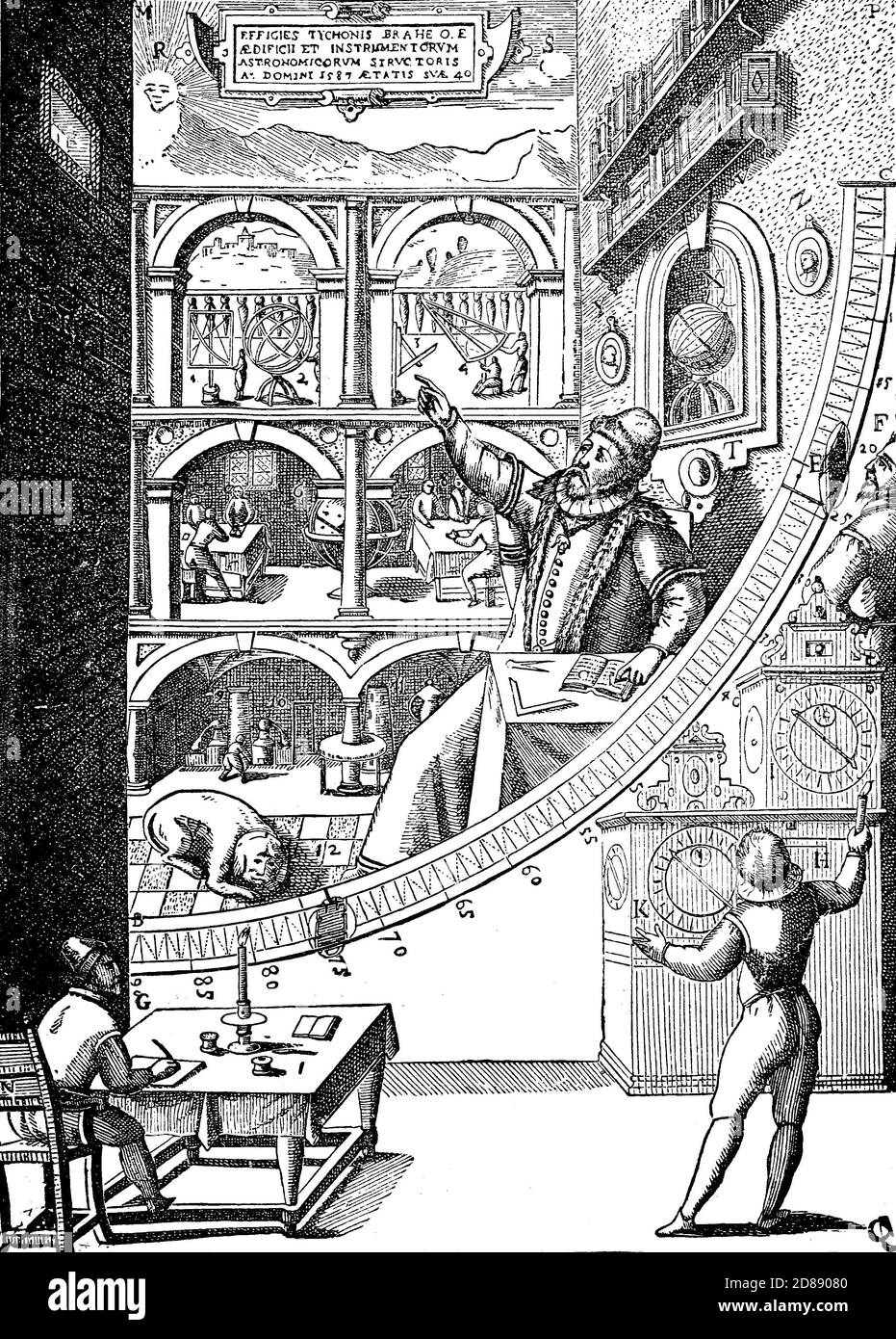 The Augsburg Quadrant by Tycho Brahe, Danish astronomer, Denmark, 1546-1601  /  Der Augsburger Quadrant von Tycho Brahe, Astronom aus Dänemark, 1546-1601, Historisch, historical, digital improved reproduction of an original from the 19th century / digitale Reproduktion einer Originalvorlage aus dem 19. Jahrhundert Stock Photo