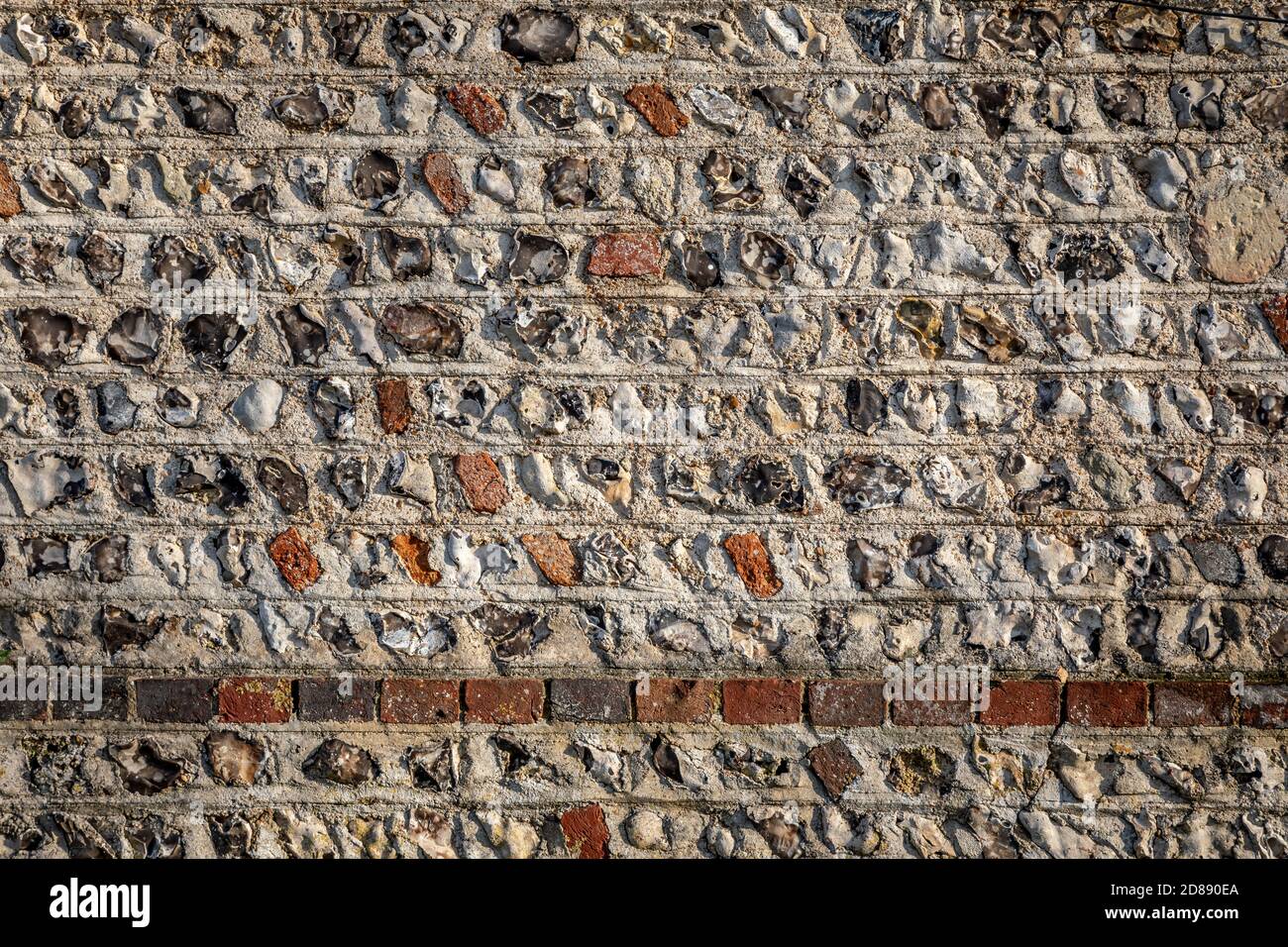 Flint wall, Lullington, East Sussex Stock Photo