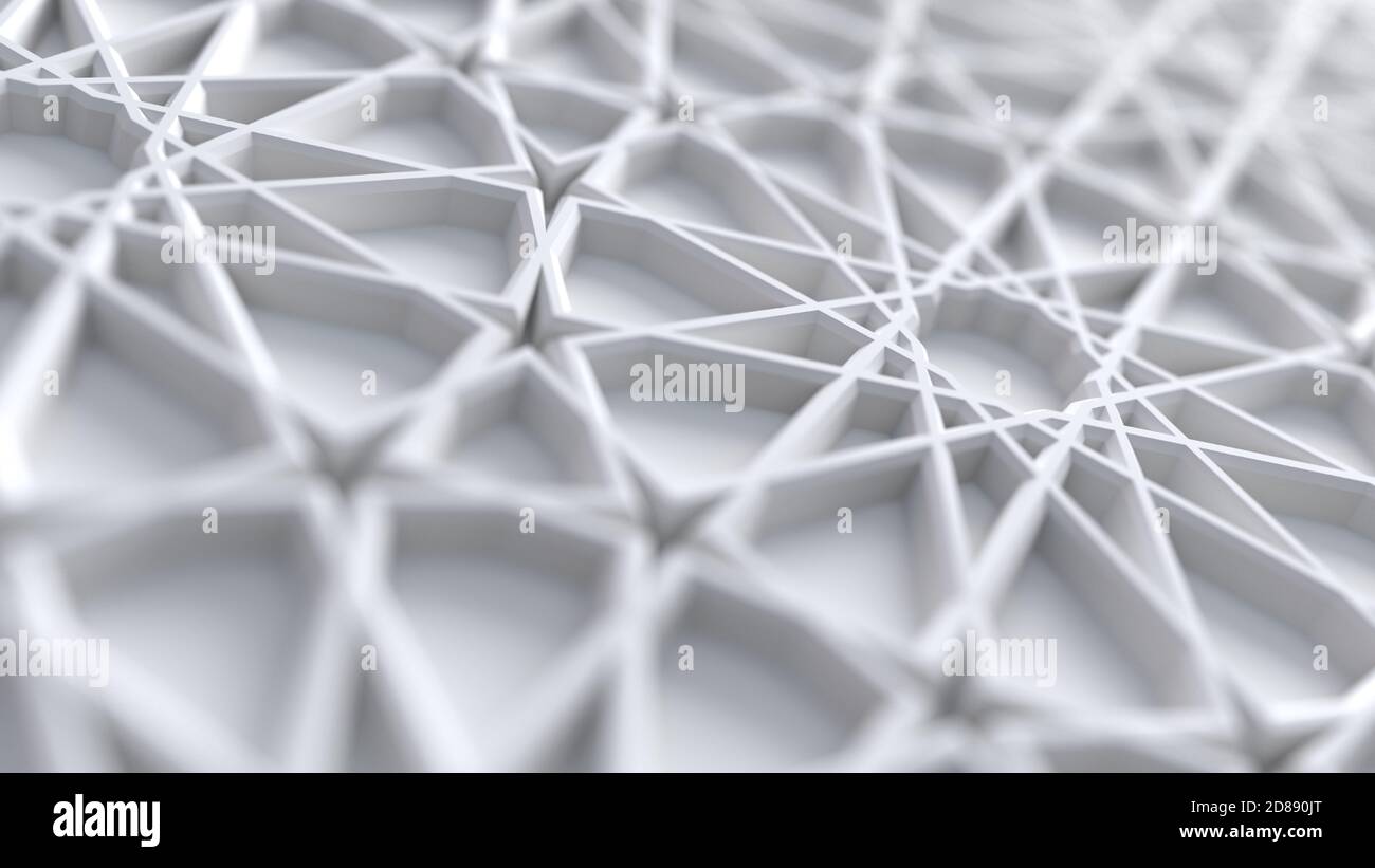 Abstract White Arabic Girih Pattern Background Extruded Muslim Ornament Interior Design 