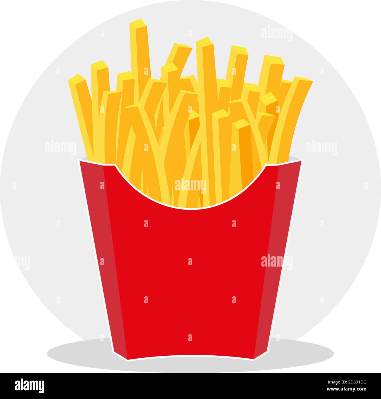 Vector illustration of French Fries in a red take away carton package, Isolated on yellow background Stock Vector