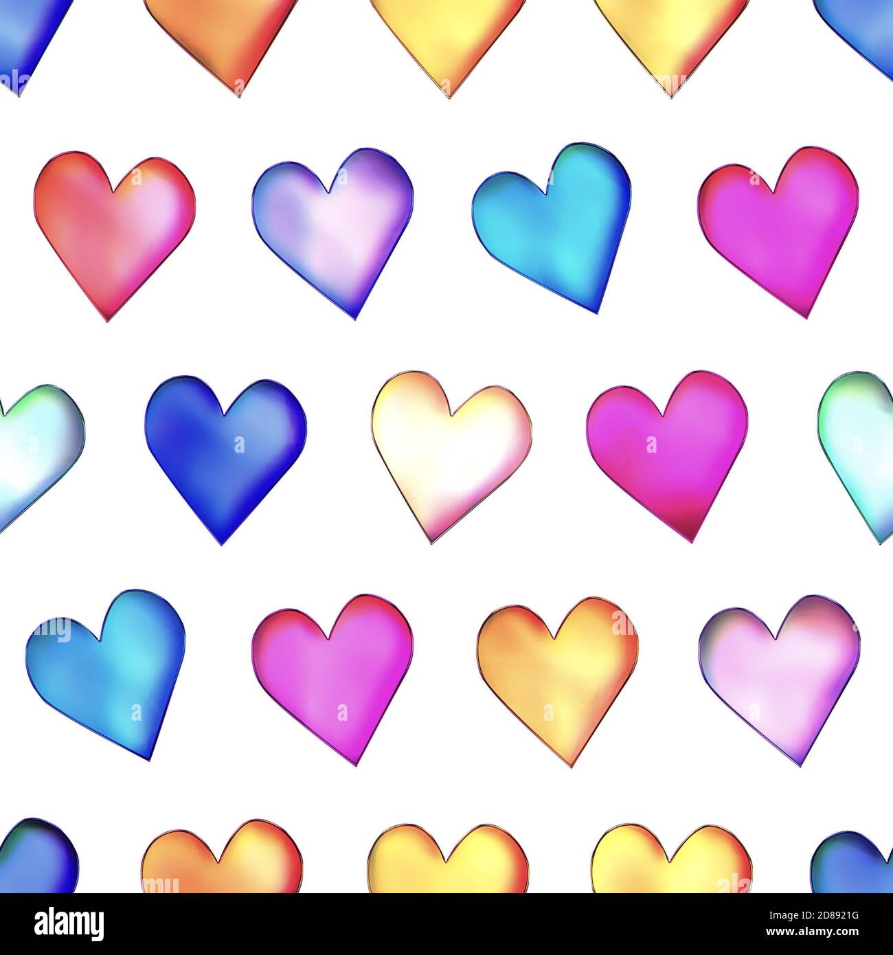 Seamless colorful hearts texture, Isolation on a white background Stock ...