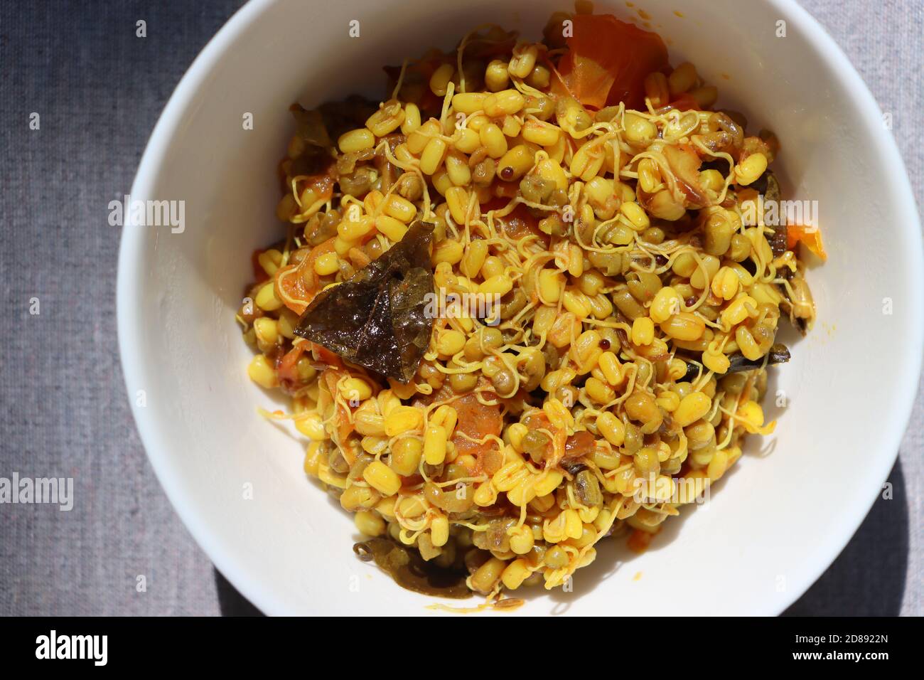 Green gram sprouts stir fry, mugachi usal, maharashtrian food Stock Photo
