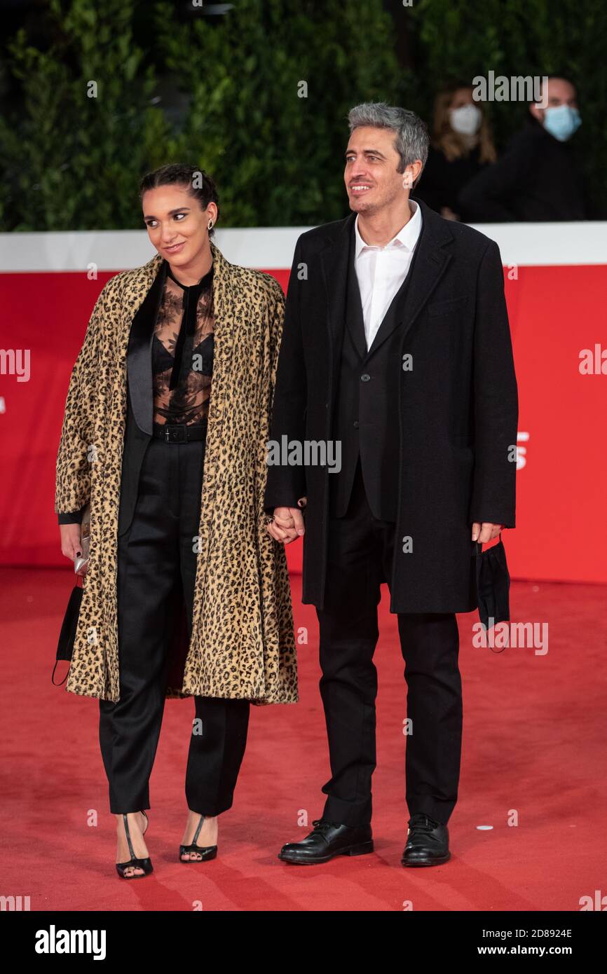 Roma, Oct, 15, 2020, Pif (real name Pierfrancesco Diliberto) with his wife Giulia Innocenzi attendson the red carpet of Roma Film Feast 2020 Stock Photo