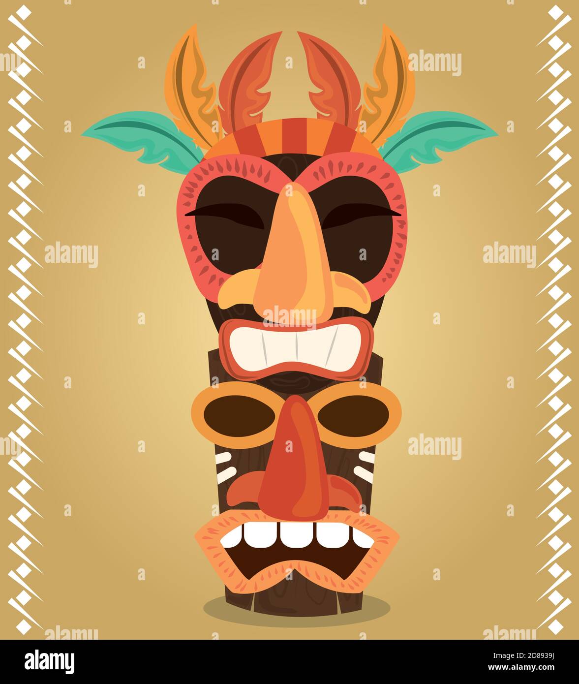 tiki ethnic traditional tribal mask in wood vector illustration Stock Vector  Image \u0026 Art - Alamy, image size:1177x1390