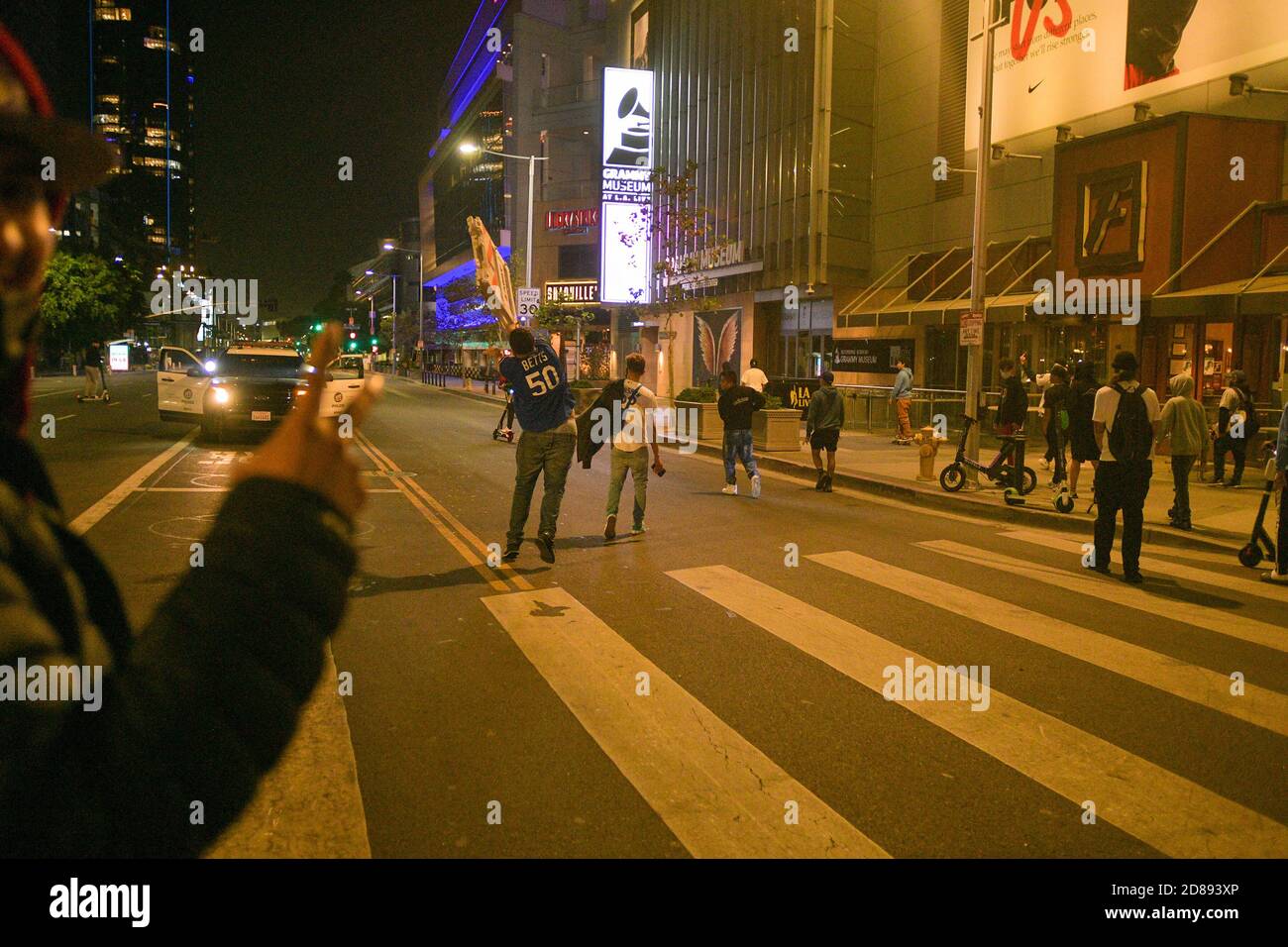 Los Angeles CA. 27th Oct, 2020. Fans celebrate Los Angeles Dodgers first World Series title in 32 years. Downtown Los Angeles, California on October 27, 2020. Credit: Dee Cee Carter/Media Punch/Alamy Live News Stock Photo