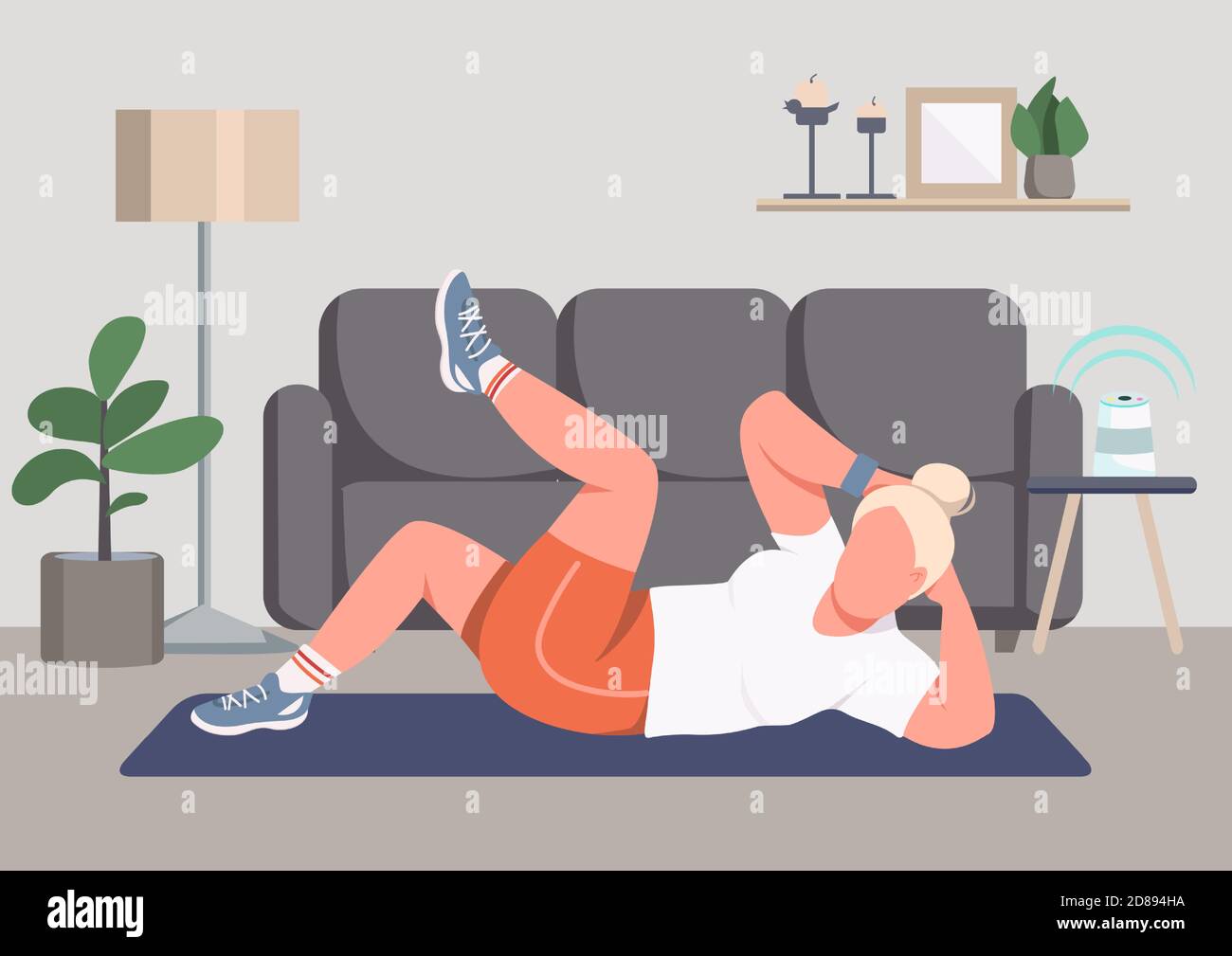 Abs training flat color vector illustration Stock Vector