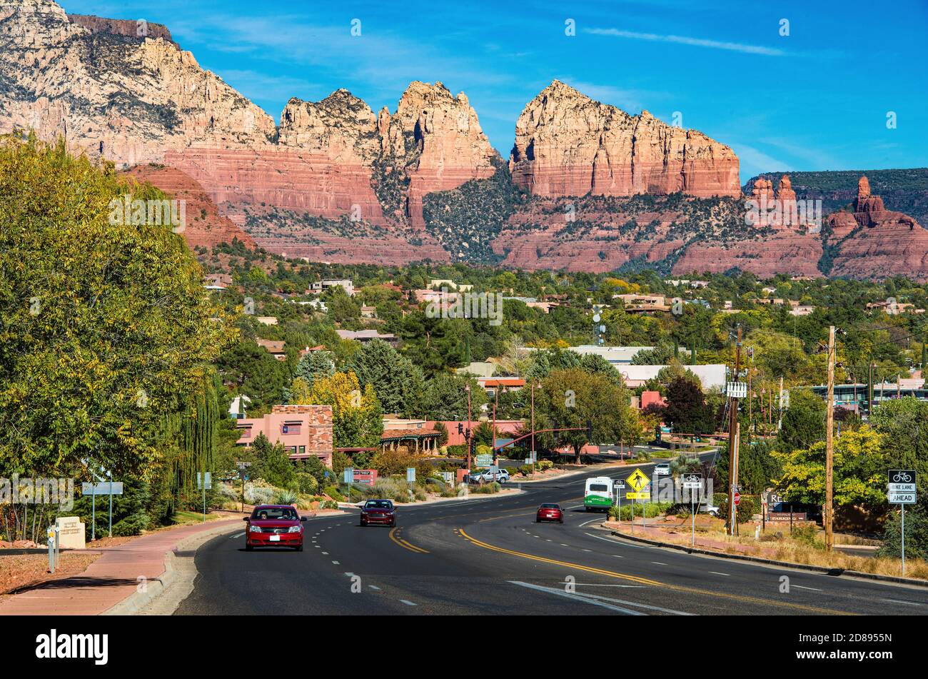 USA, Arizona, Sedona. The historic city Sedona is dominated by colorful sandstone rocks Stock Photo