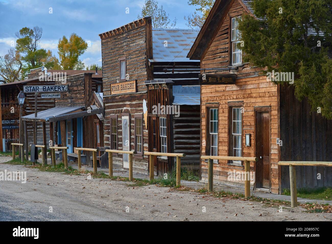 USA, NEVADA CITY front of traditional buildings in the  historic ghost town in Montana Stock Photo