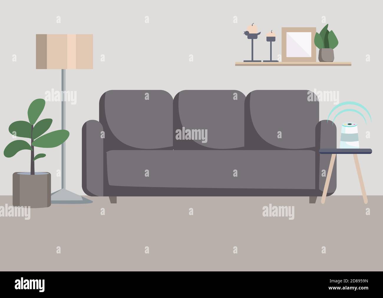 Empty living room flat color vector illustration Stock Vector Image ...