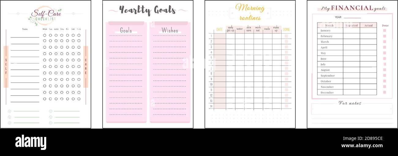 Yearly resolution minimalist planner page set Stock Vector Image & Art ...