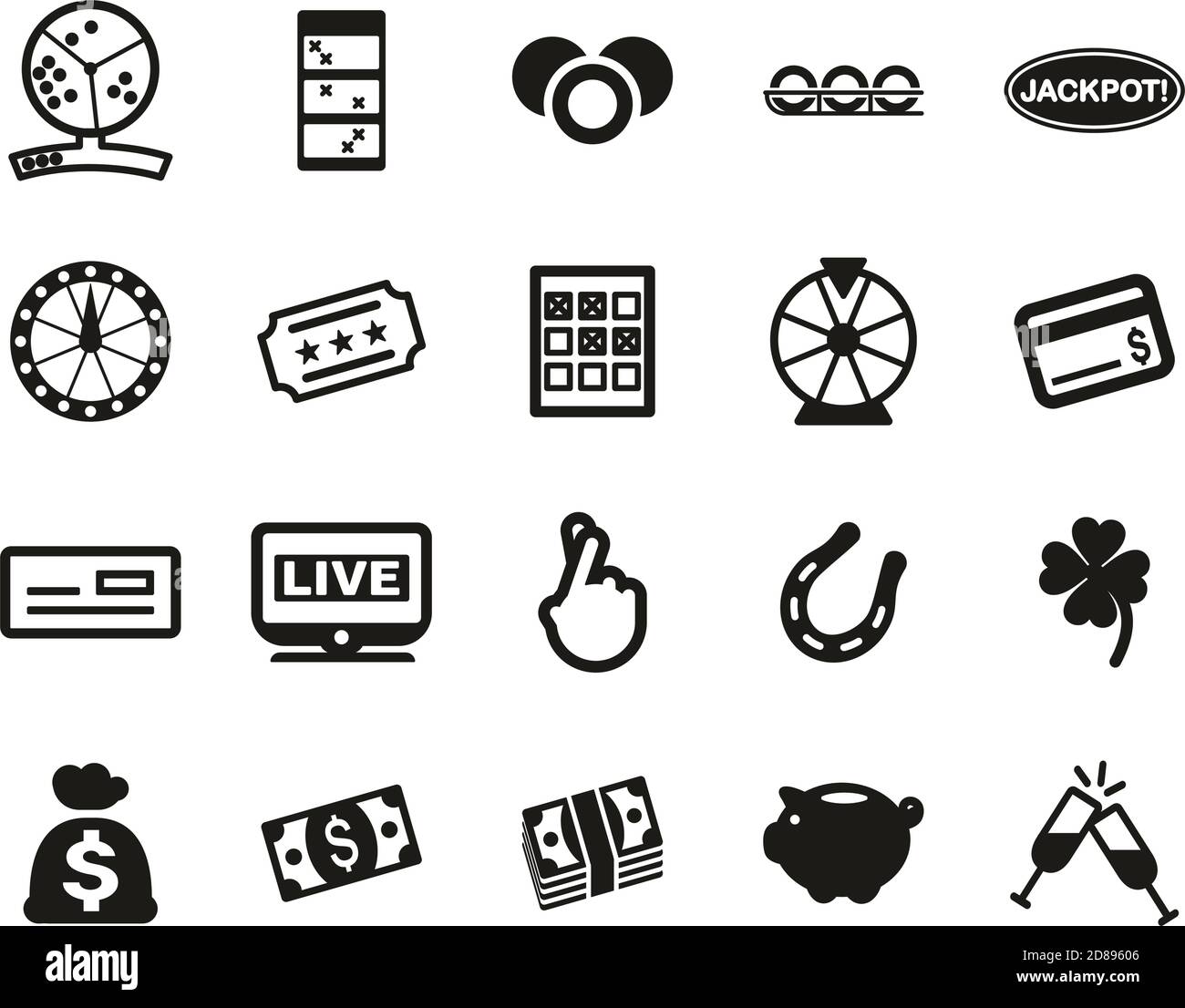 Lottery or Raffle Icons Black & White Set Big Stock Vector Image & Art ...