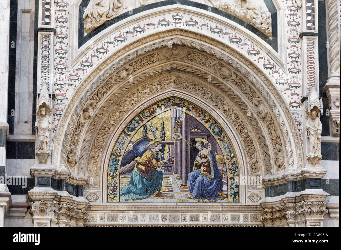 Fragment of Porta della Mandorla of the Florence Cathedral, formally
