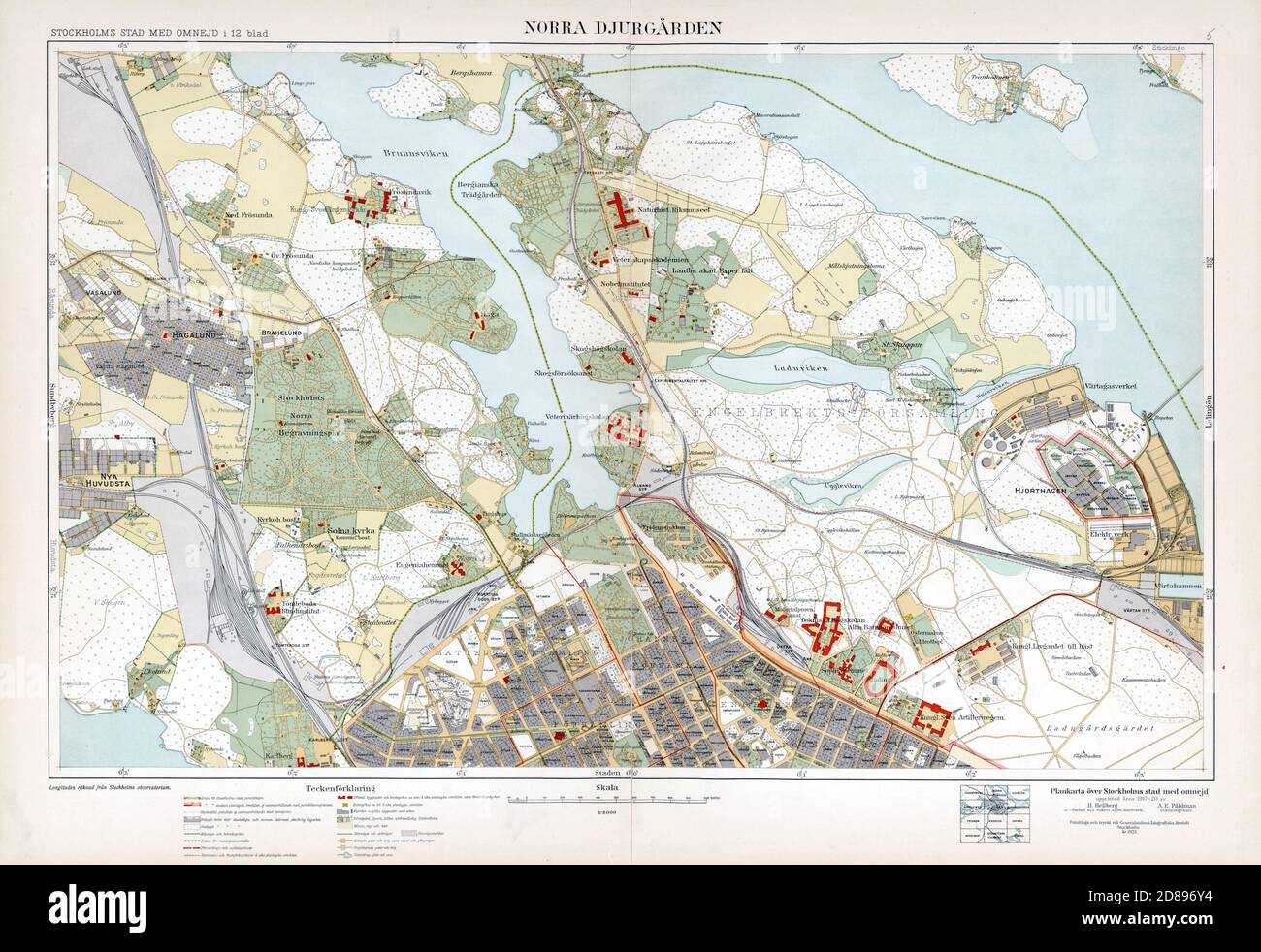 Map of Stockholm 'Stockholm med omnejd' Stockholm surroundings Stock Photo