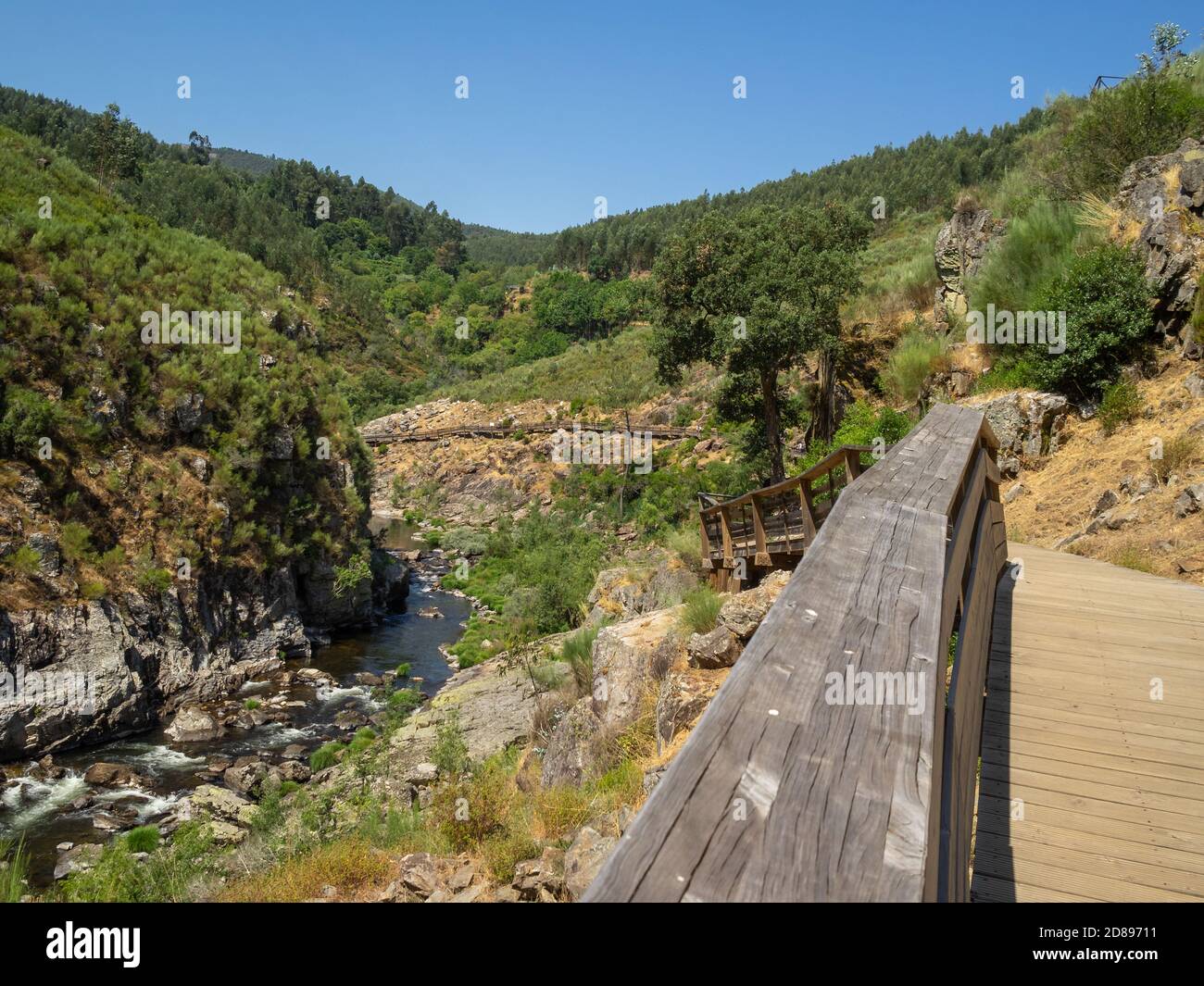 Passadiços do Paiva wooden walkway along the wild river Paiva gorge Stock Photo