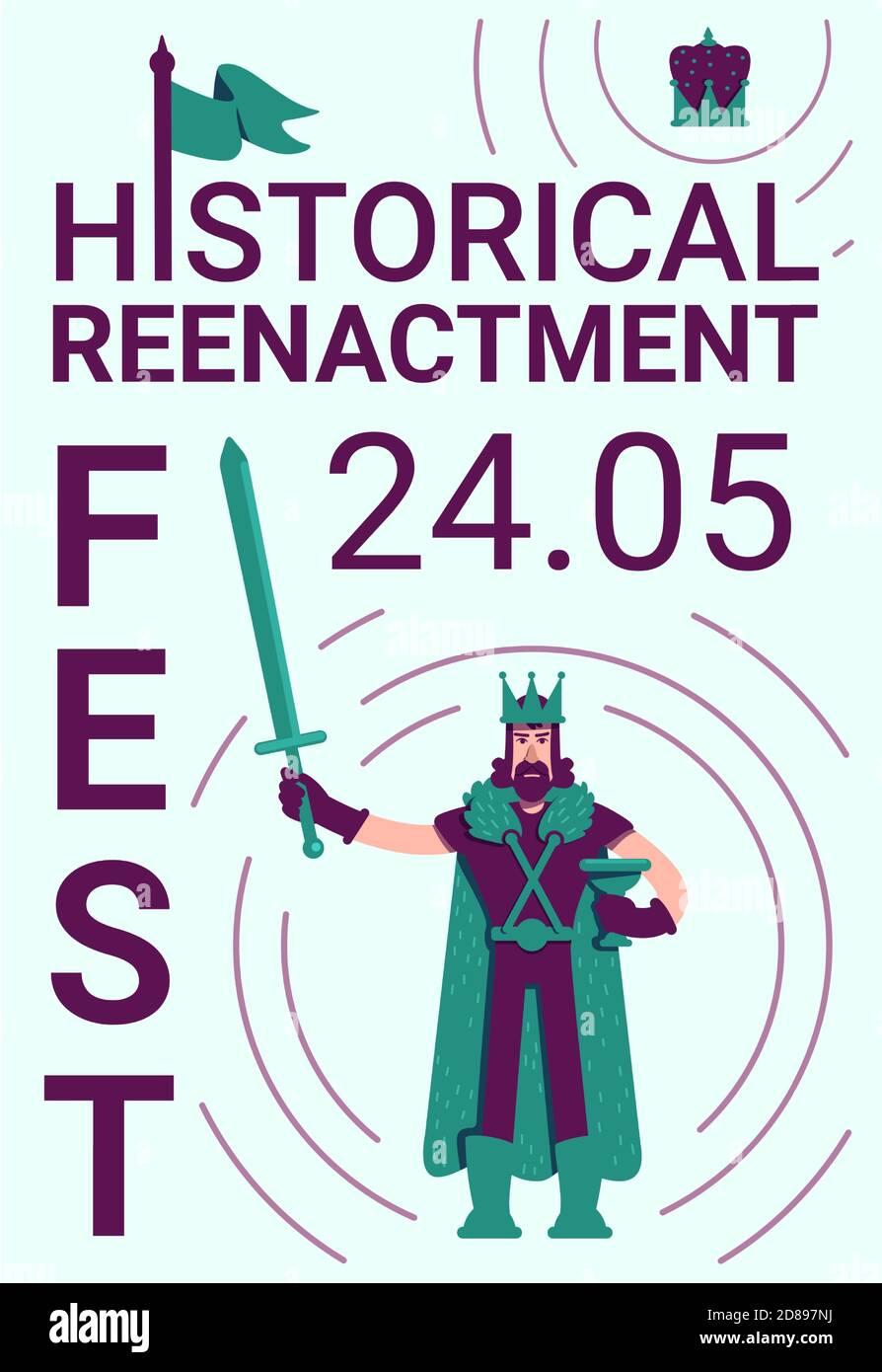 Historical reenactment festival poster flat vector template Stock ...