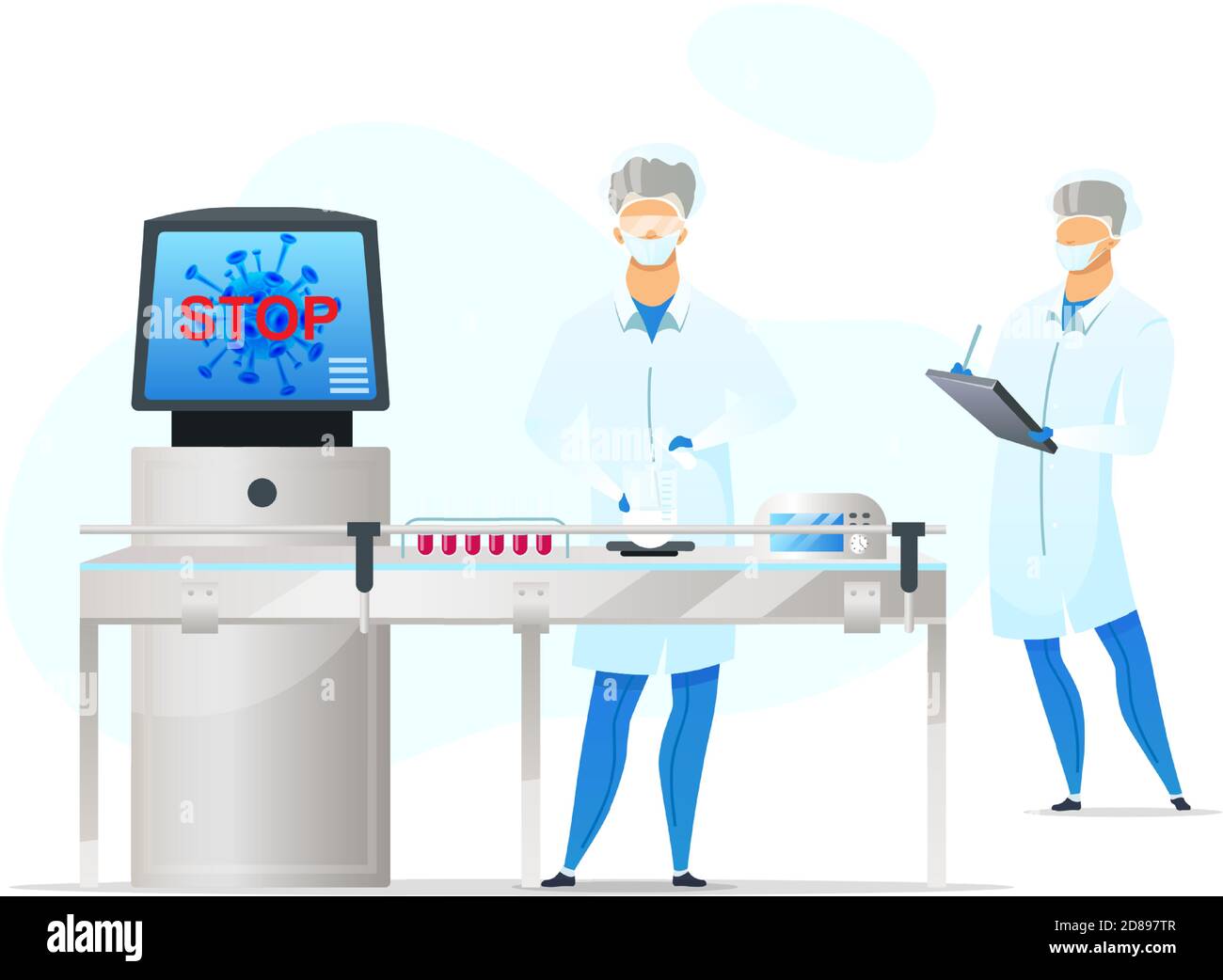 Laboratory workers flat color vector faceless characters Stock Vector