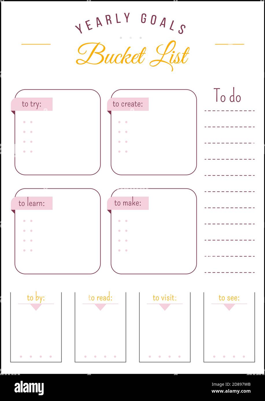 New year resolution minimalist planner page design Stock Vector Image ...