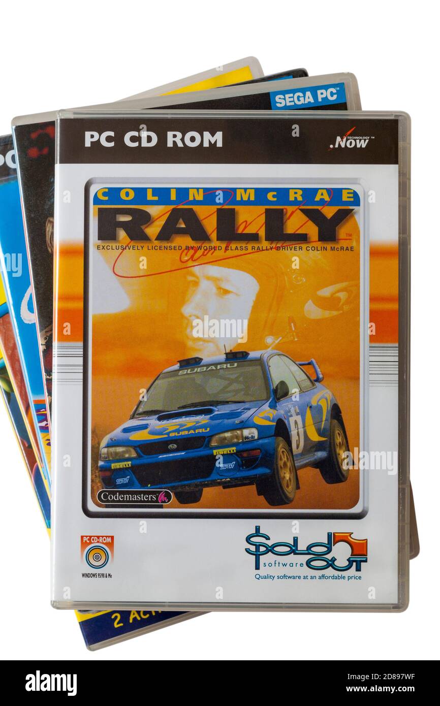 Colin McRae Rally PC game set on white background Stock Photo